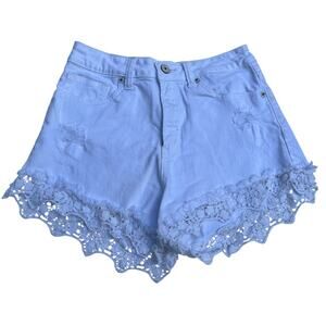 M1-132 JUSTUSA Women's Denim Shorts Lace White XS